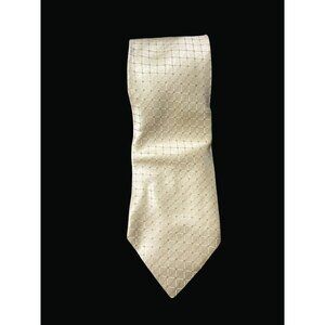 Gold & Ivory Checkered Necktie For Men T01 R